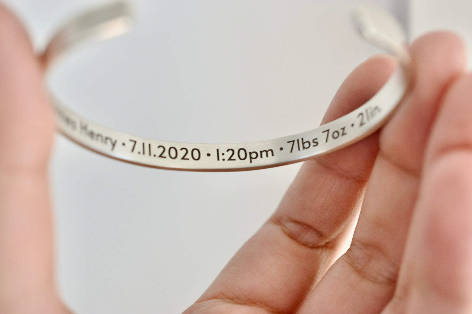 Baby Announcement Bracelet, Personalized Silver Birth Stats Bracelet