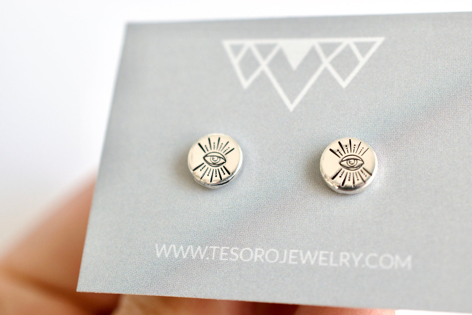 Evil Eye Earrings - Sterling Stud Earrings - Good luck Jewelry