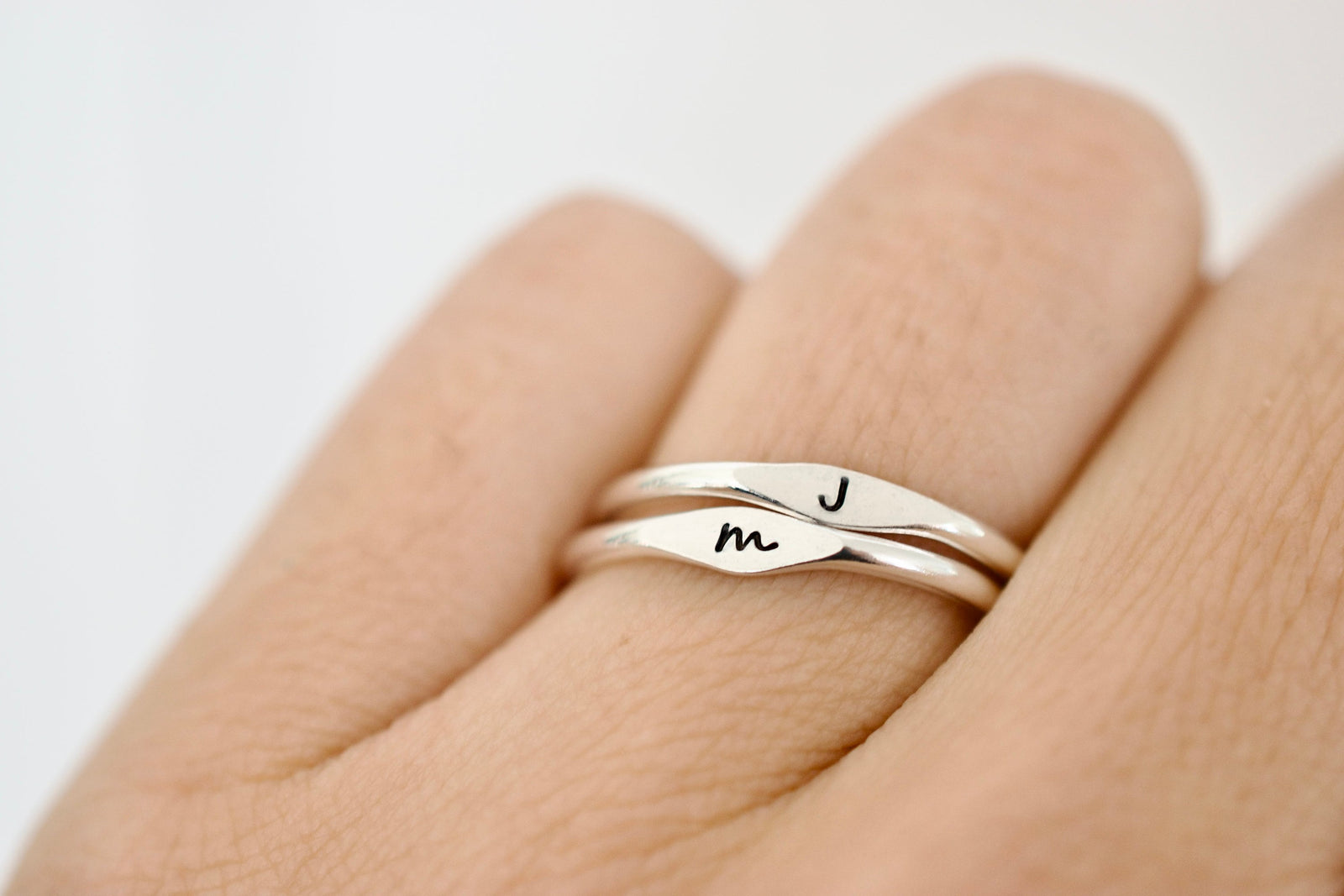 Wave Ring - Sterling Stacking Ring - Personalized Signet Ring