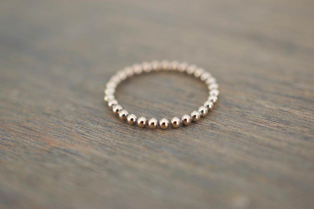 Gold Beaded Ring - Stacking Ring - Gold Accent Ring