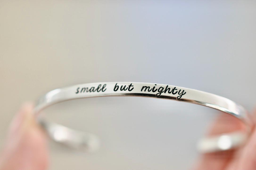 Small but Mighty Bracelet - Personalized Text Bracelet - 1/8 inch