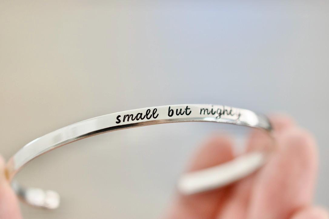 Small but Mighty Bracelet - Personalized Text Bracelet - 1/8 inch