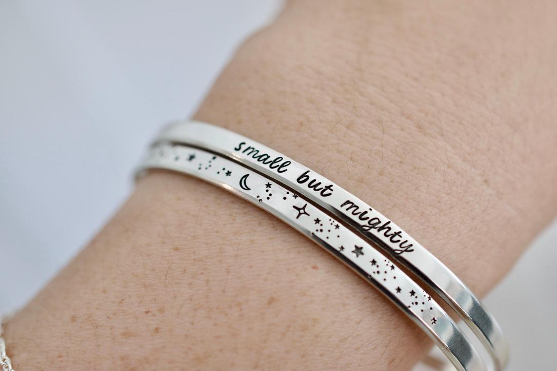 Personalized Bracelet - Custom Text Cuff Bracelet - 1/8 inch