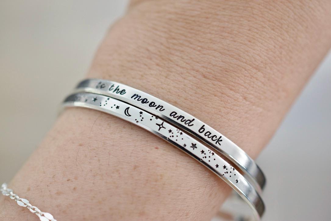 Personalized Bracelet - Custom Text Cuff Bracelet - 1/8 inch