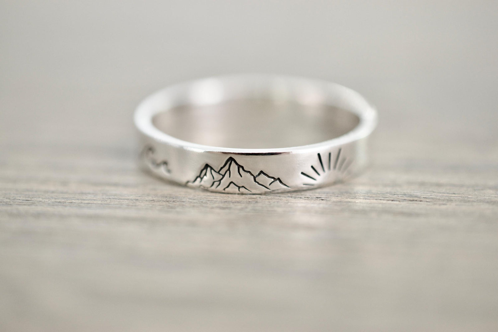 Sea Mountain Sun Ring - Sunrise Sunset Sterling Silver Ring