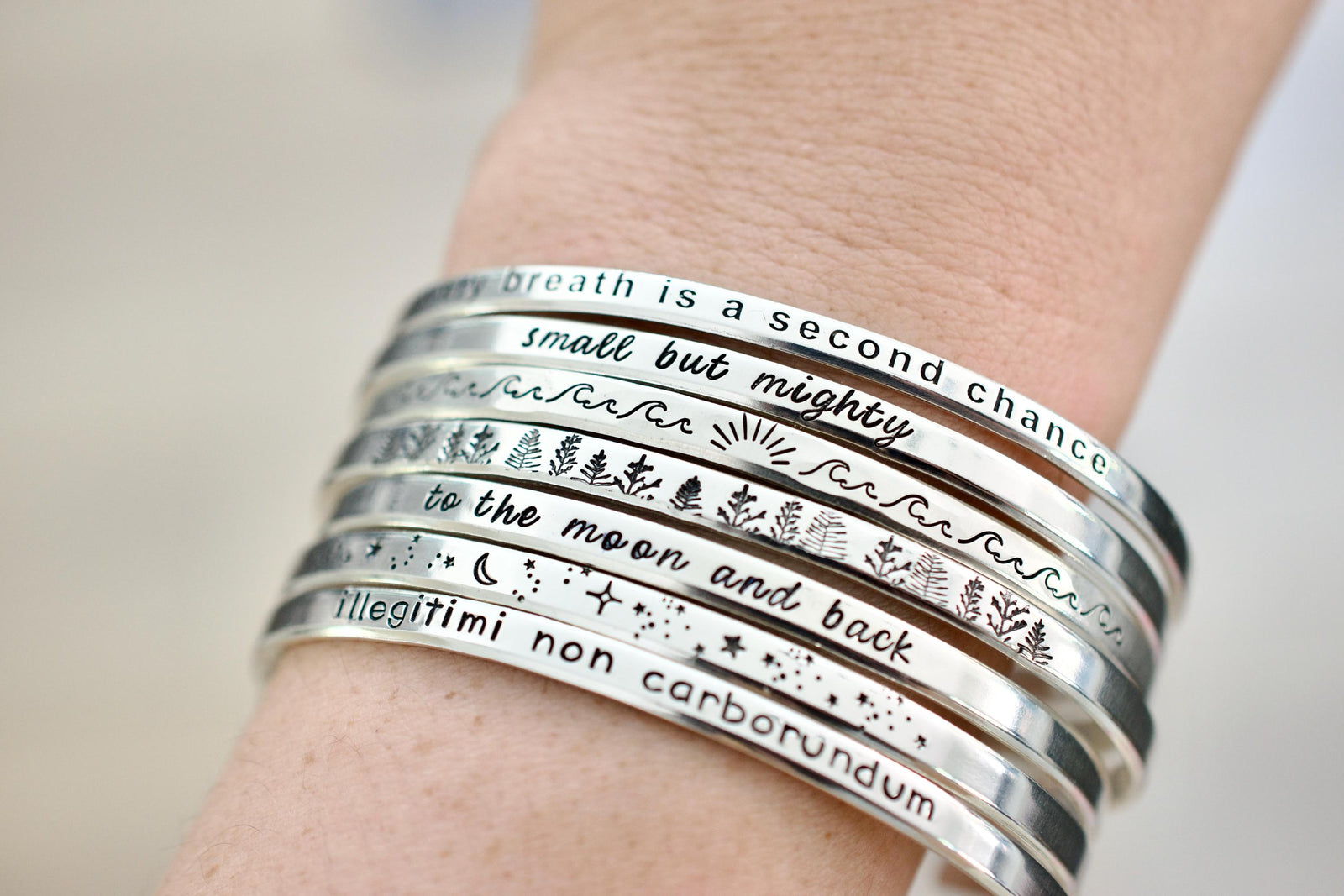 Personalized Bracelet - Custom Text Cuff Bracelet - 1/8 inch