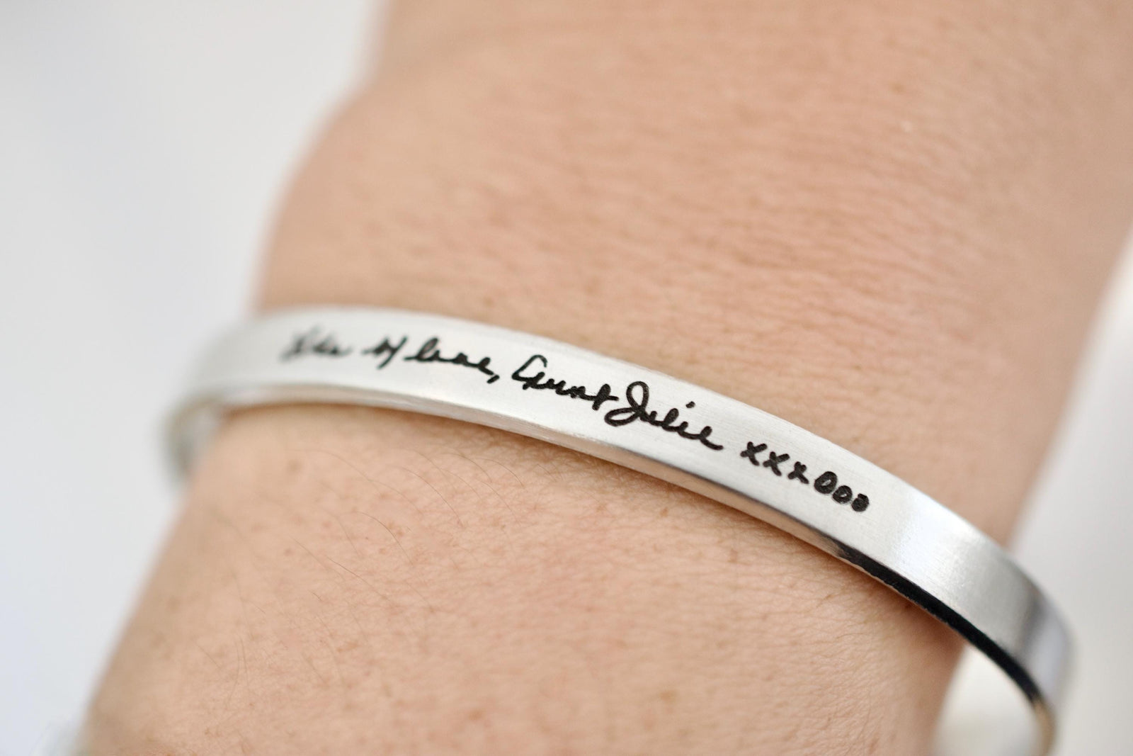 Handwriting Bracelet - Personalized Cuff - Engraved Jewelry - 1/4 inch