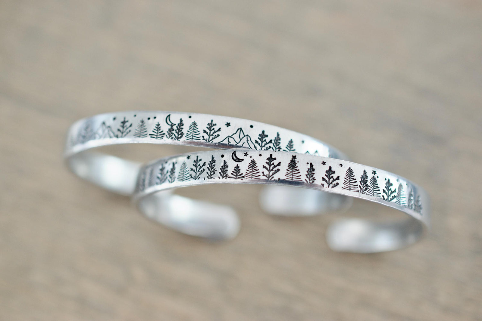 Forest Mountain Bracelet: Adjustable Tree Cuff Bracelet