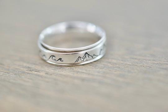 Sea Mountain Forest Spinner Ring - Fidget Ring