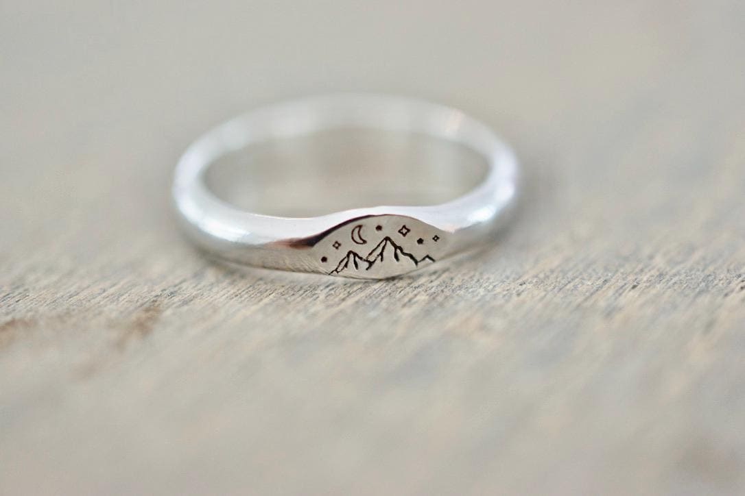 Mountain Ring - Sterling Signet Stacking Ring