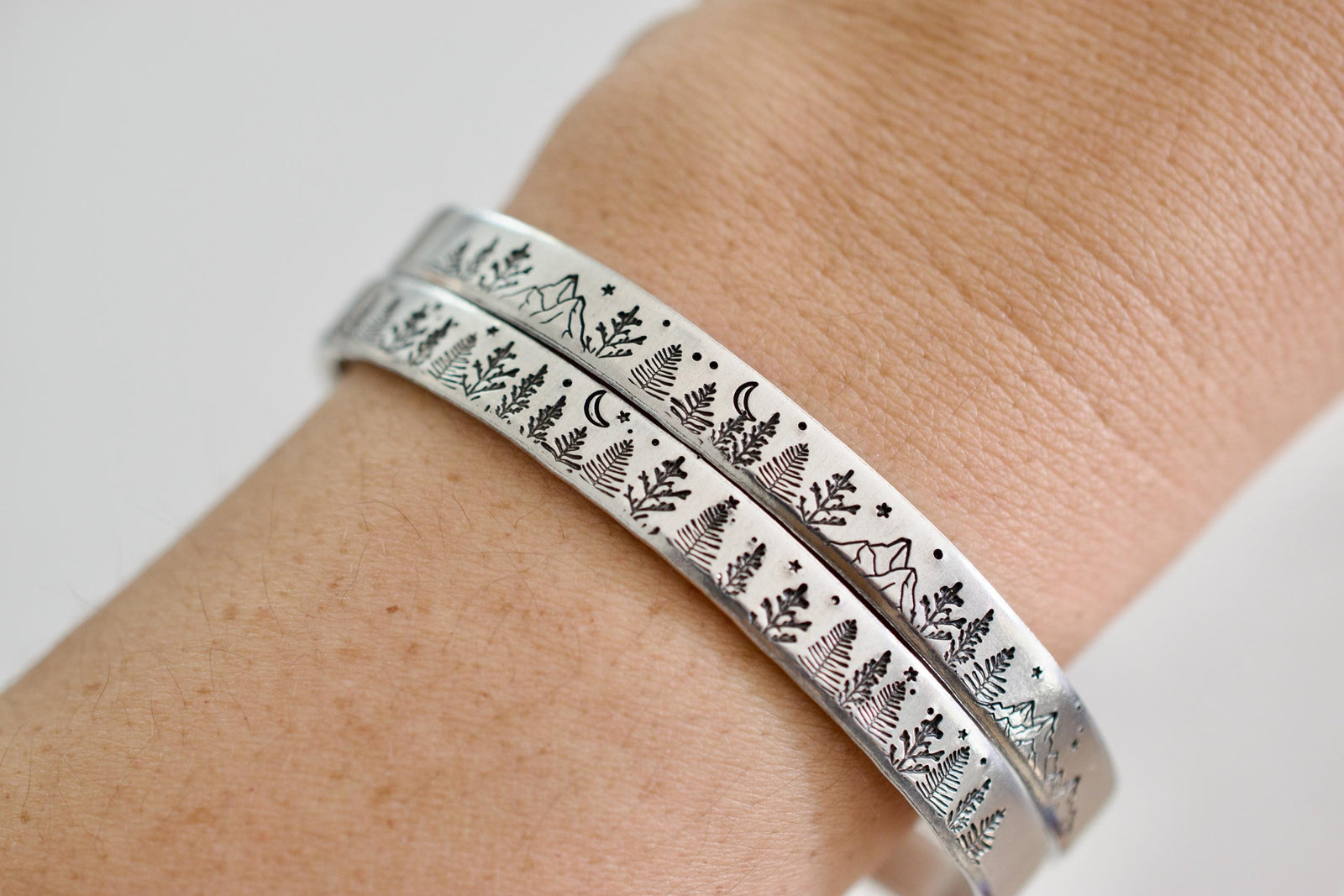 Forest Mountain Bracelet: Adjustable Tree Cuff Bracelet