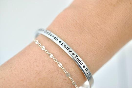 Custom Name Bracelet - Sterling Children Grandkid Name Cuff