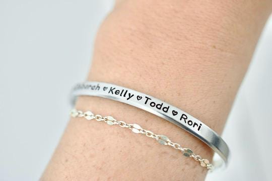 Custom Name Bracelet - Sterling Children Grandkid Name Cuff