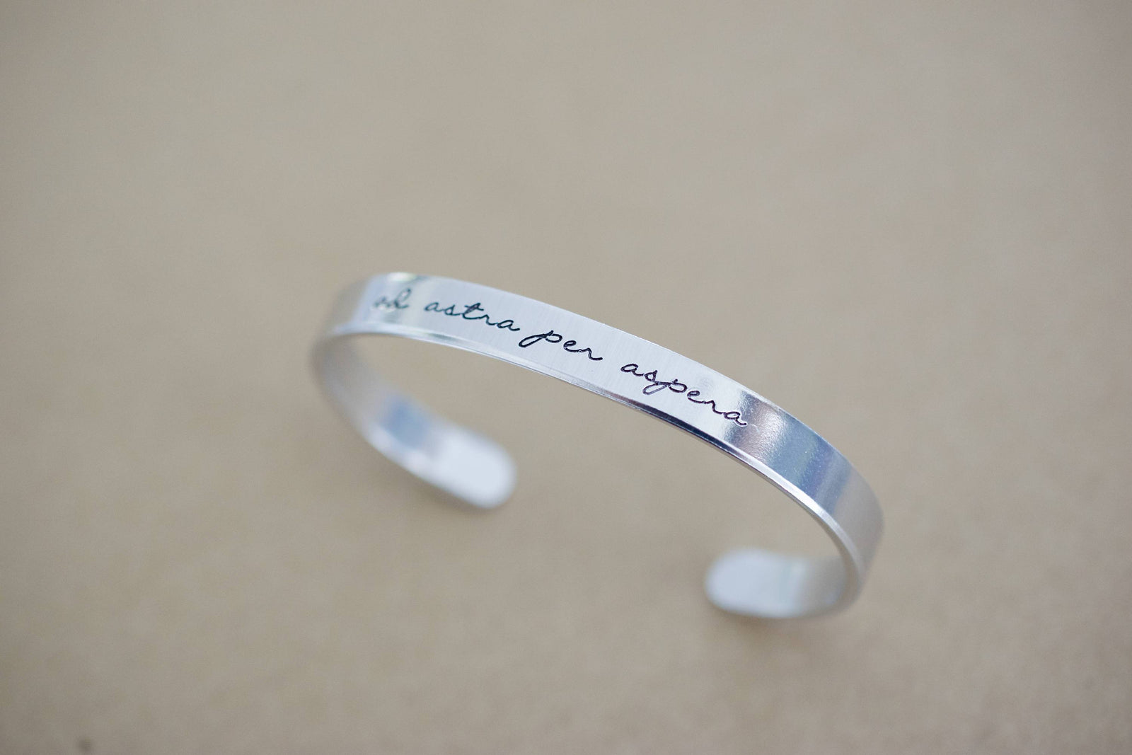 Ad Astra Per Aspera Bracelet | Latin Cuff Bracelet, alternate angle