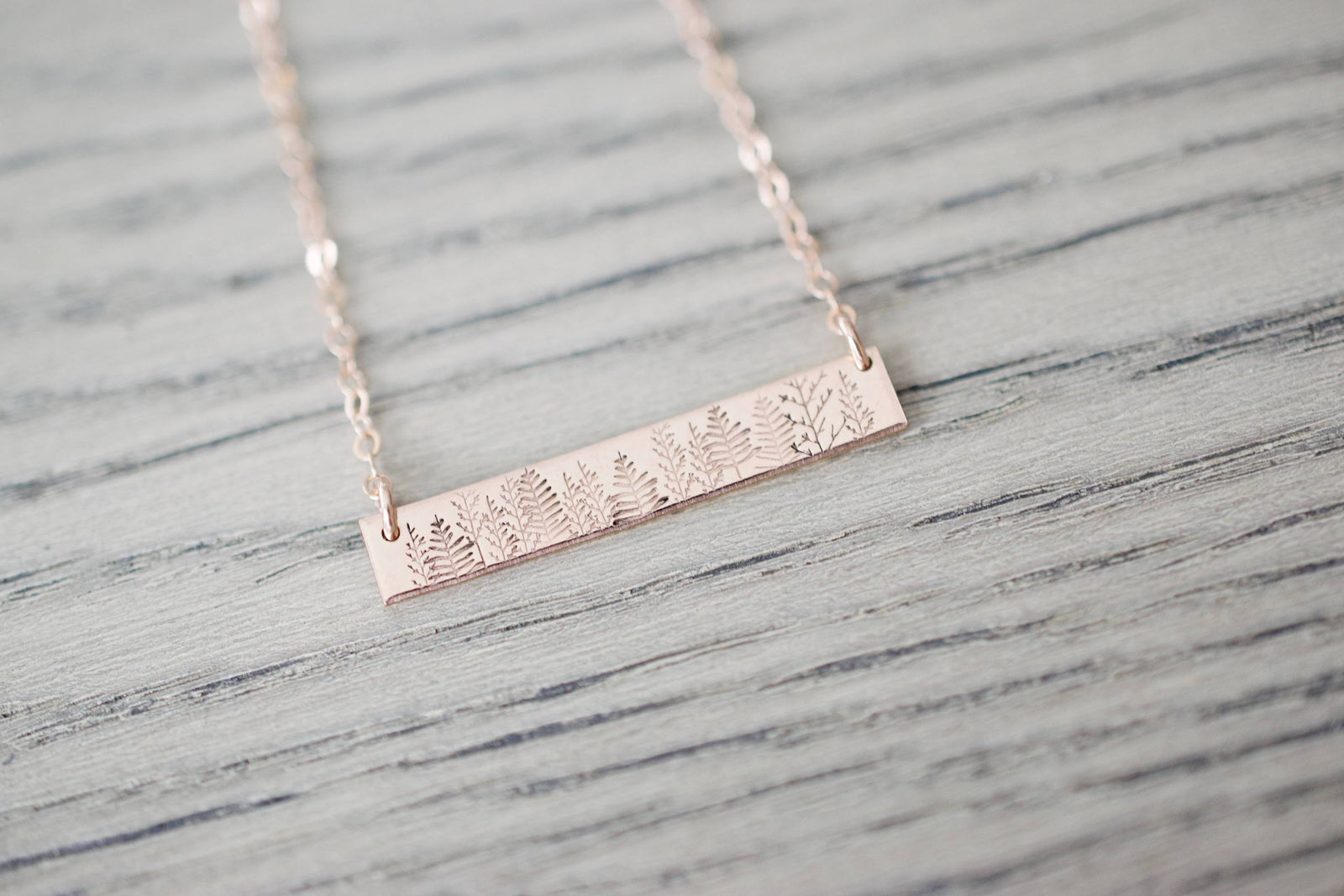 Forest Bar Necklace, on table