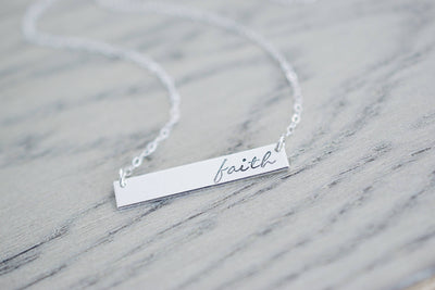 Faith Necklace | Hand Stamped Necklace, Detail View