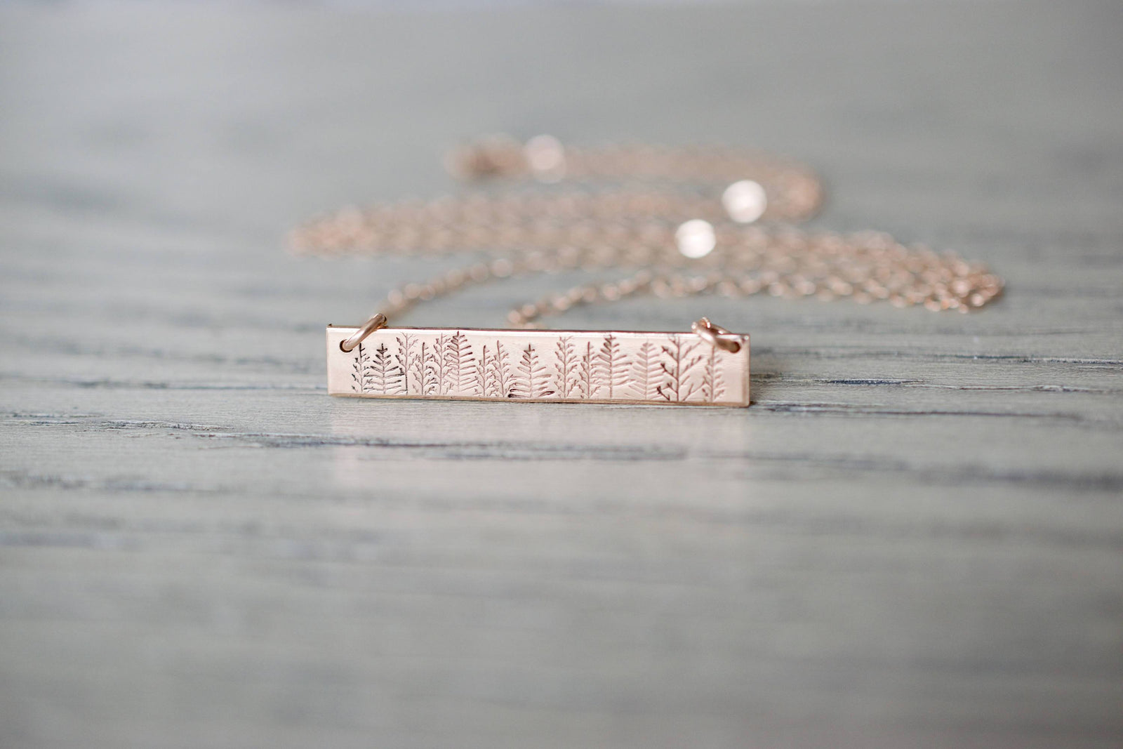 Forest Bar Necklace, view from front