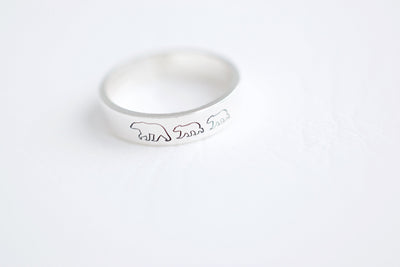 Mama Bear and Cubs Ring | Hand Stamped Ring