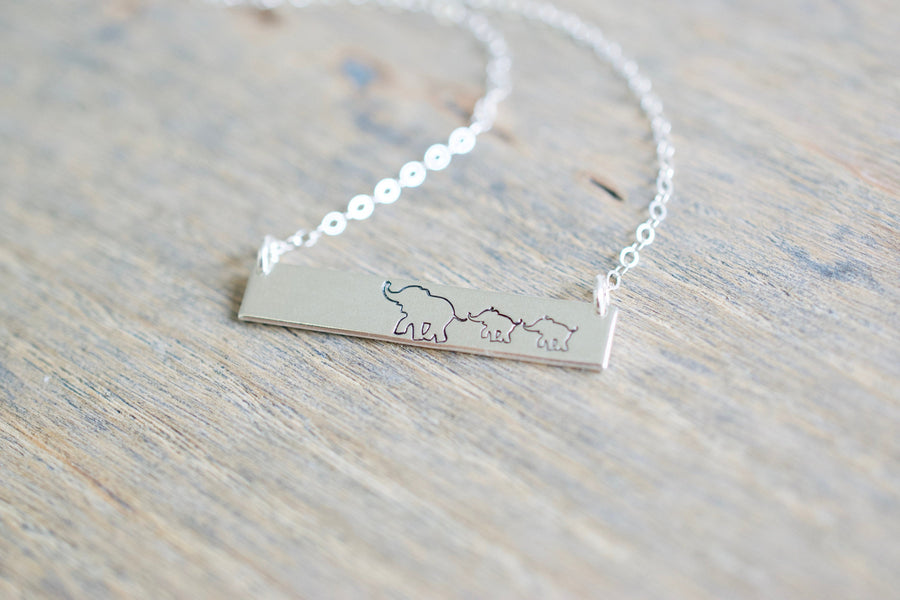 Elephant Mama and Baby Necklace 