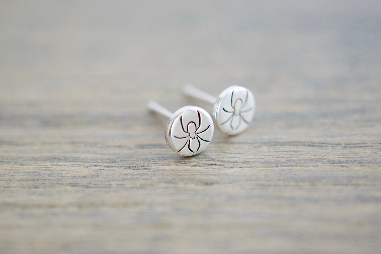Spider Earrings - Sterling Arachnid Stud Earrings - Gift for her