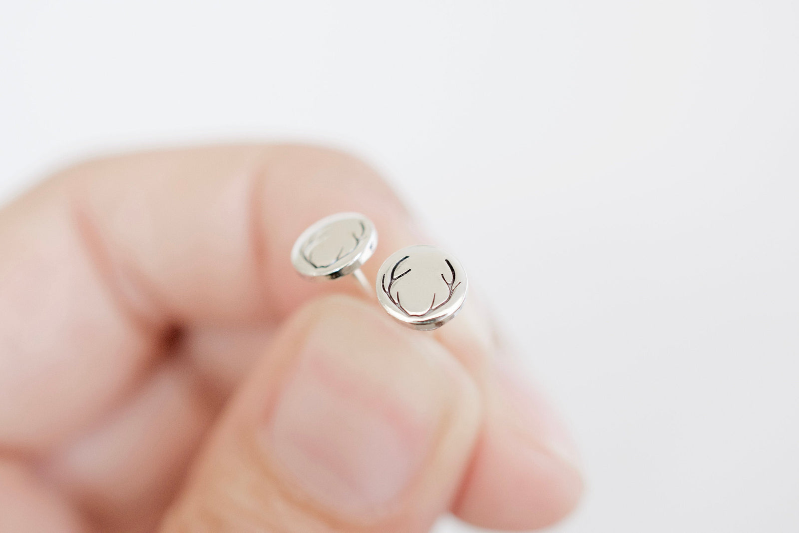 Antler Earrings - Sterling Deer Antler Stud Earrings