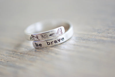 Be Brave Ring - Sterling Silver Butterfly Wrap Ring - Gift for Her