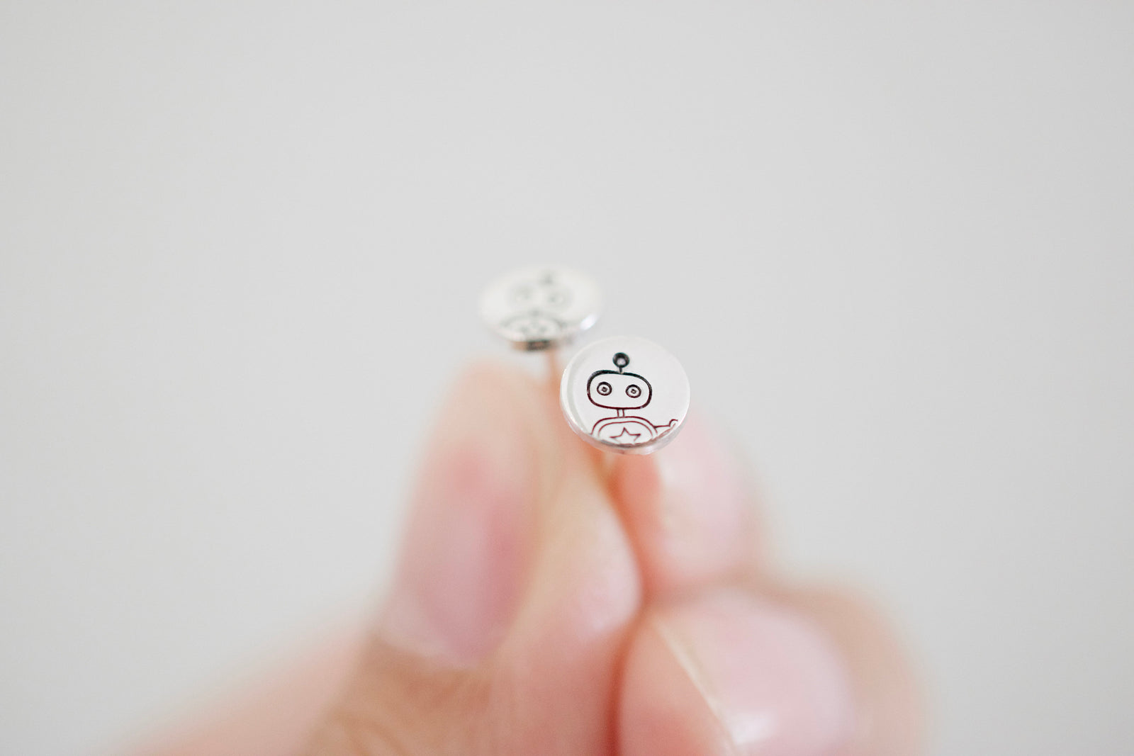 Robot Earrings - Sterling Robot Stud Earrings