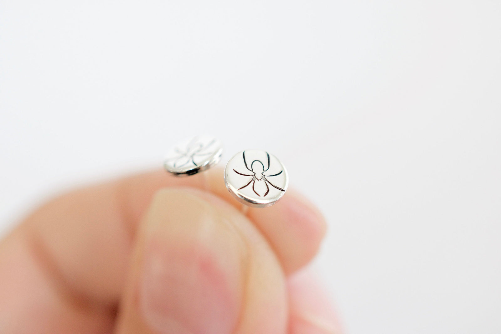 Spider Earrings - Sterling Arachnid Stud Earrings - Gift for her