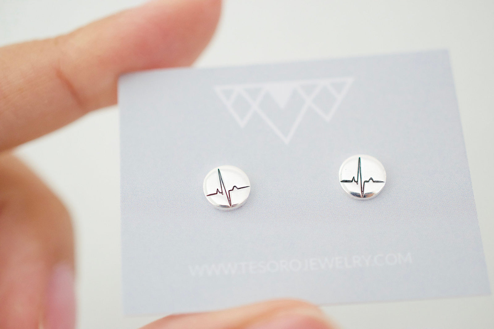 Heartbeat Earrings - Sterling Heartbeat Stud Earrings - Gift for Doctor