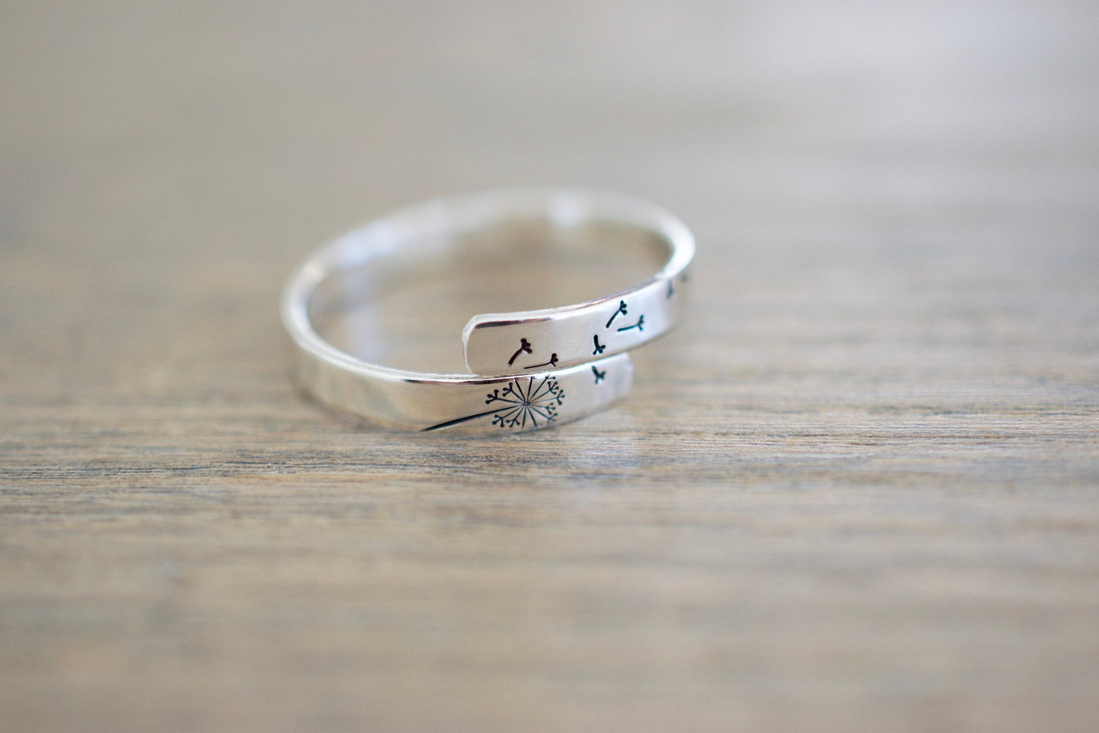 Dandelion Wrap Ring - Sterling Silver Ring
