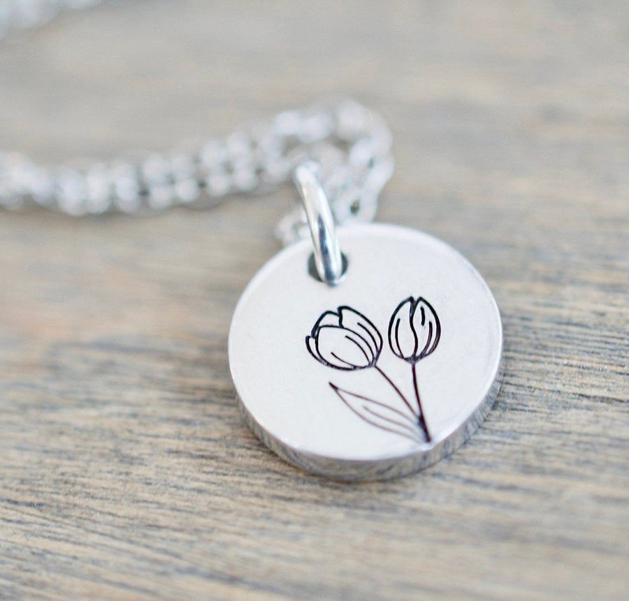 Tulip Necklace - Birthmonth Flower Jewelry - July Jewelry - Tulip Charm