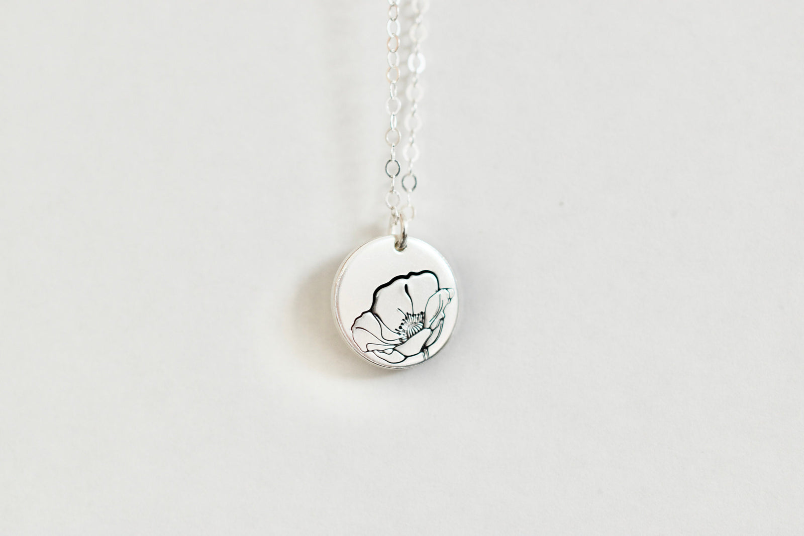 Poppy Necklace - Birth month Flower Jewelry - August Jewelry - Poppy Charm