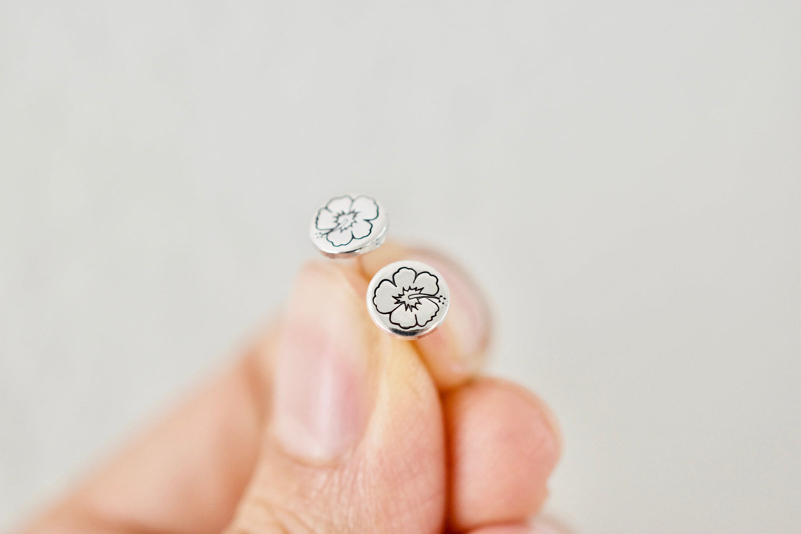 Hibiscus Earrings - Sterling Silver Stud Earrings