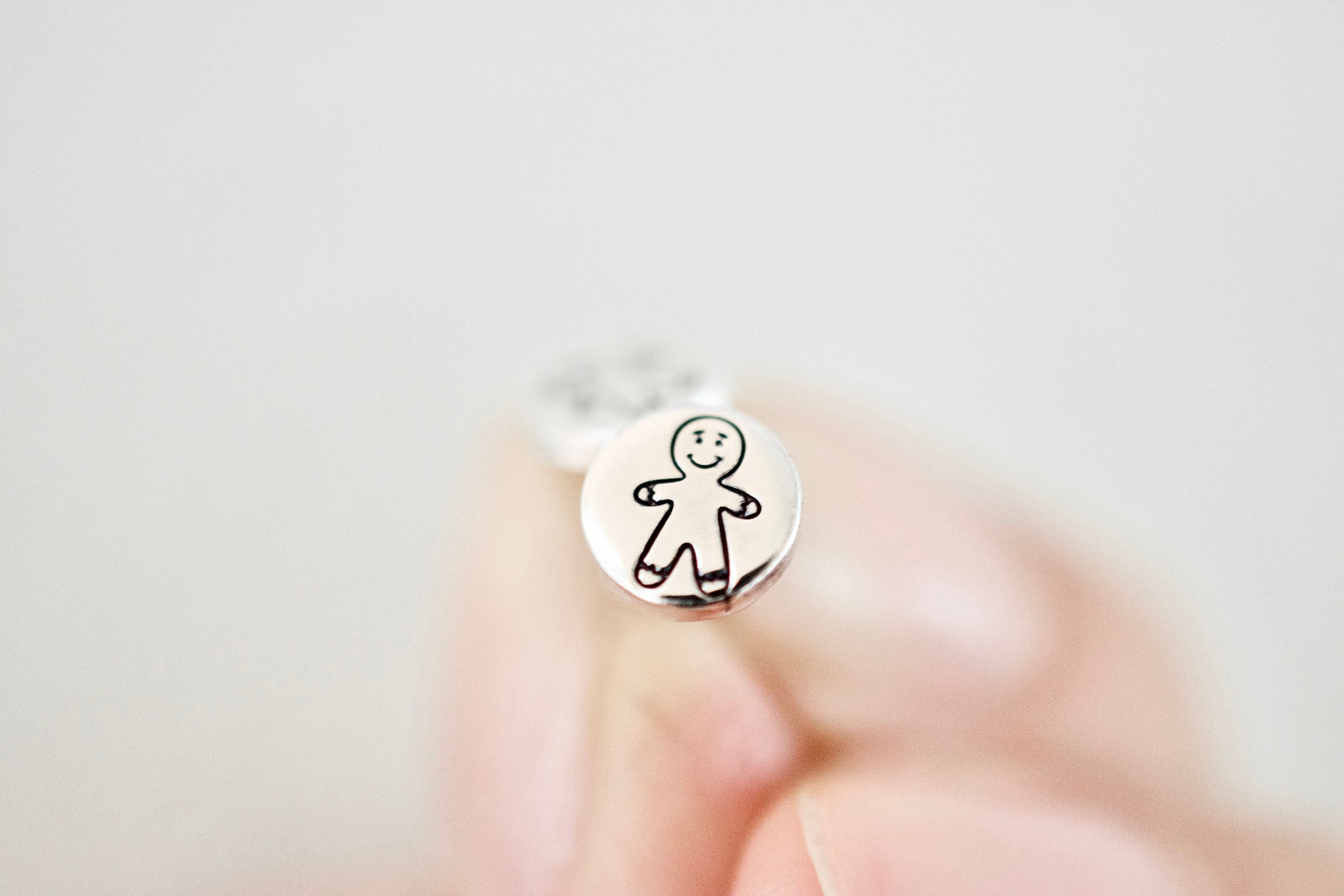 Gingerbread Man Earrings - Sterling Stud Earrings - Holiday Jewelry