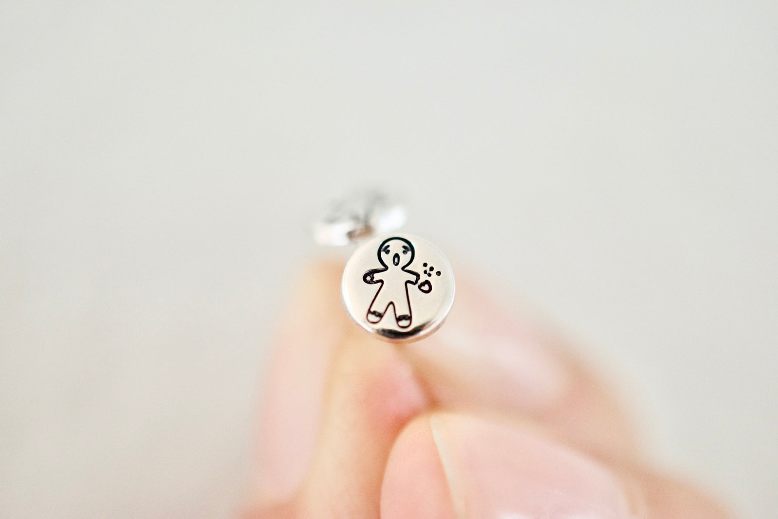 Gingerbread Man Earrings - Sterling Stud Earrings - Holiday Jewelry
