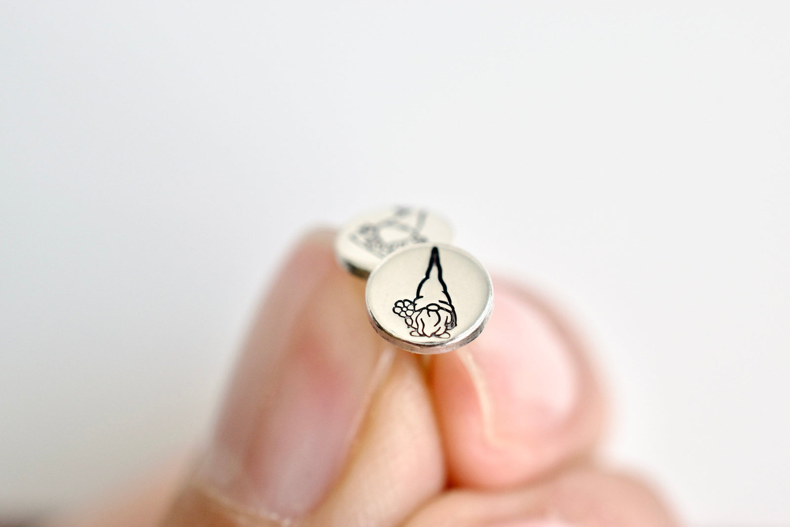 Gnome Earrings - Sterling Stud Earrings - Flower Gnome Jewelry
