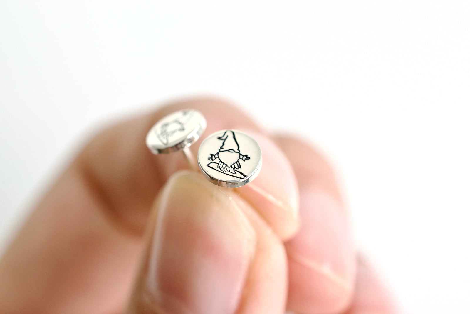 Surfing Gnome Earrings - Sterling Stud Earrings - Hula Jewelry