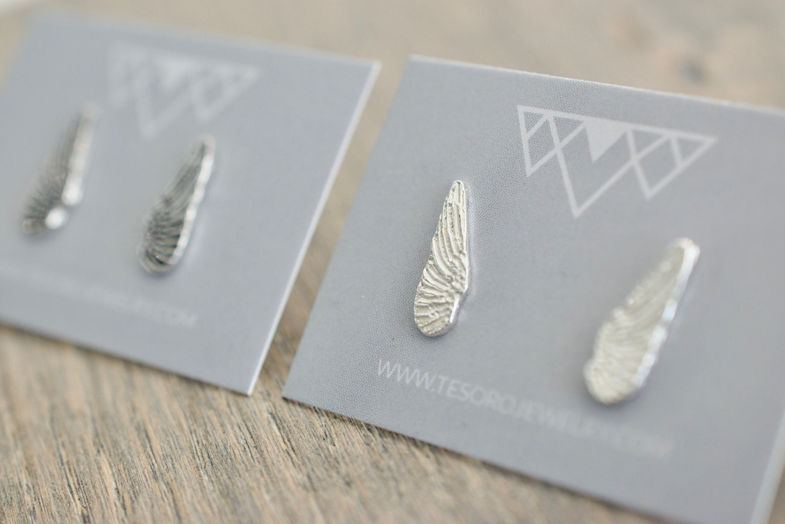 Angel Wing Earrings - Sterling Stud Earrings