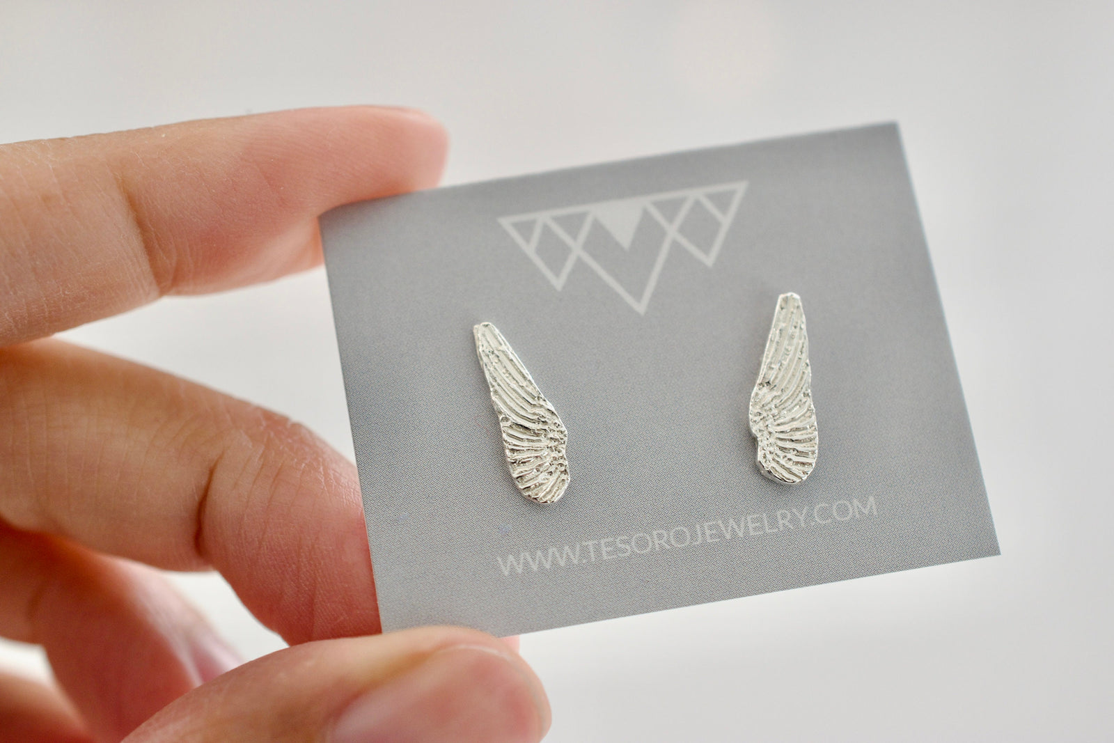 Angel Wing Earrings - Sterling Stud Earrings