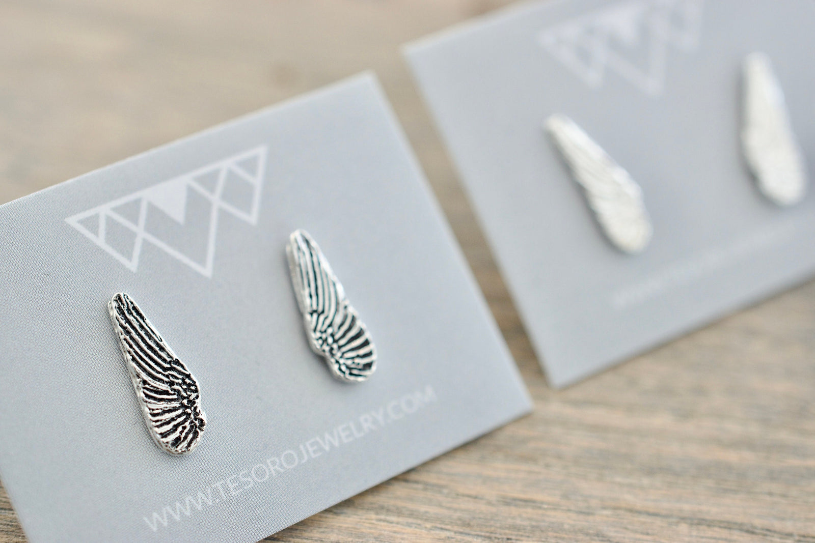 Angel Wing Earrings - Sterling Stud Earrings
