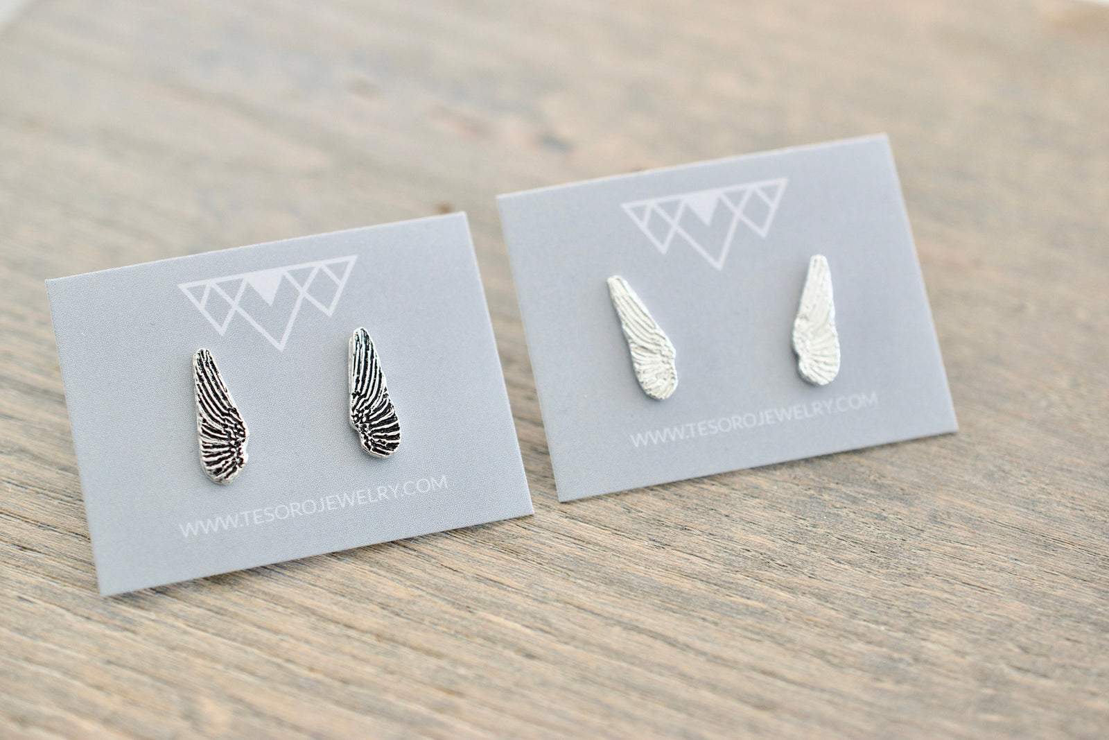 Angel Wing Earrings - Sterling Stud Earrings