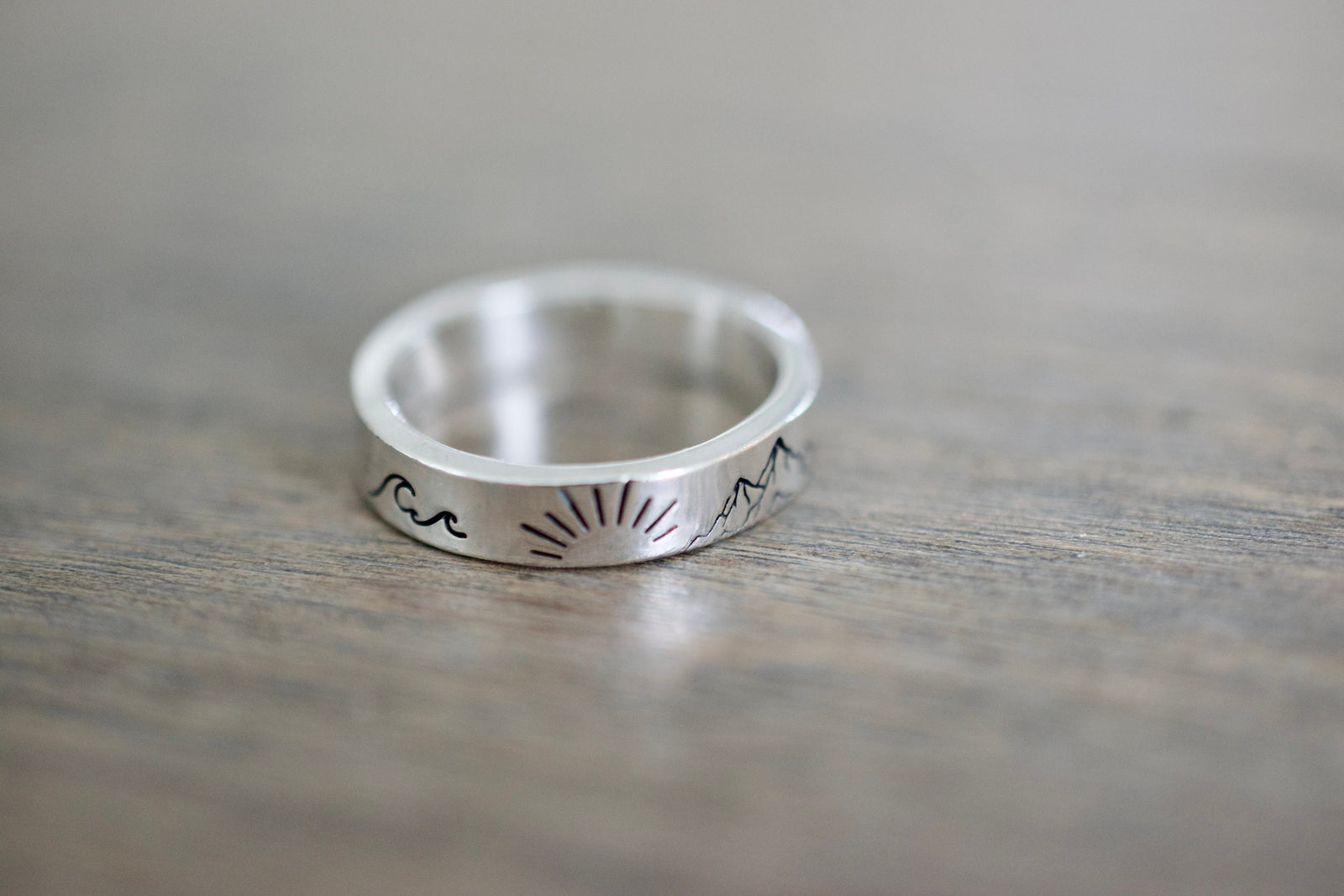 Sea Sun Mountain Ring - Sunrise Sterling Silver Ring