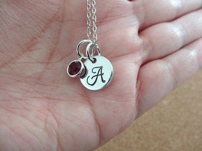 Birthstone Initial Necklace