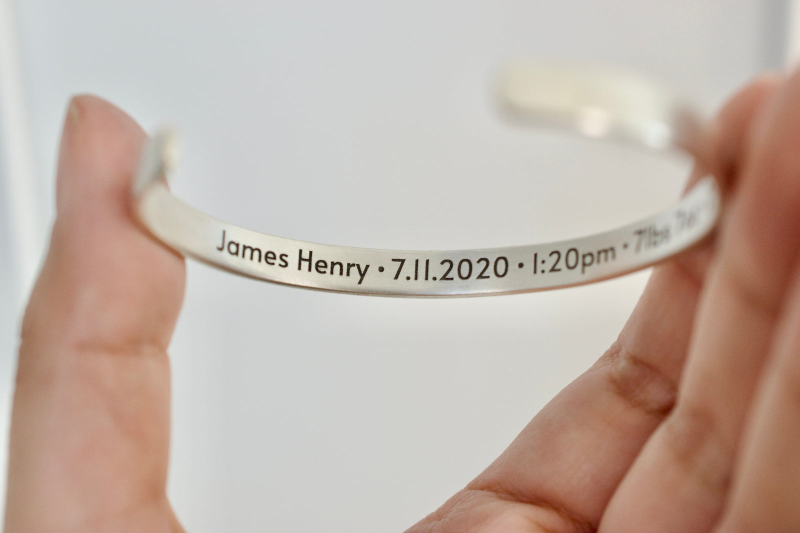 Baby Announcement Bracelet, Personalized Silver Birth Stats Bracelet