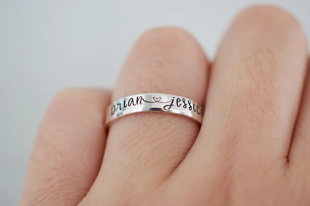 Custom Name Ring - Sterling Silver Ring - Couples Ring - Tesoro Jewelry