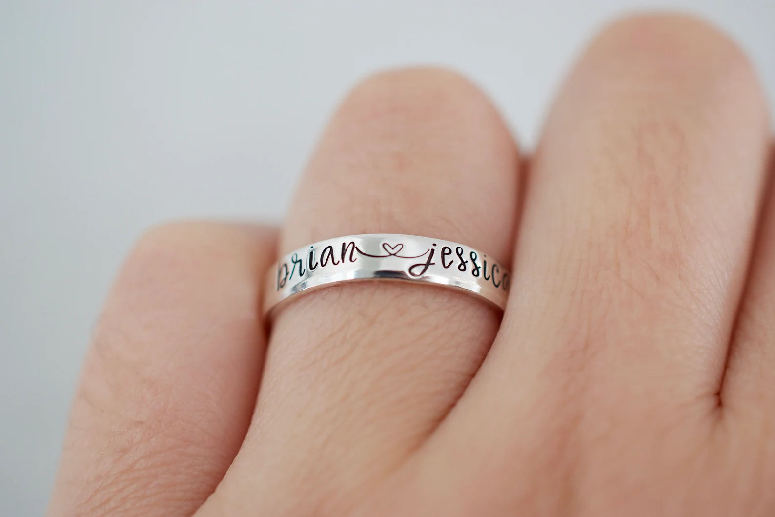 Custom Name Ring - Sterling Silver Ring - Couples Ring