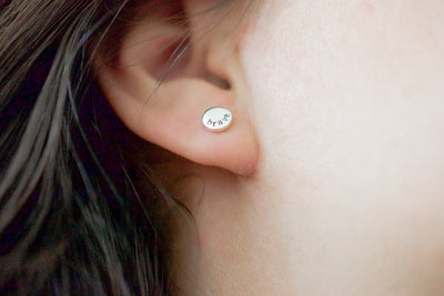 Floral Initial Sterling Earrings - Custom Silver Stud Earrings