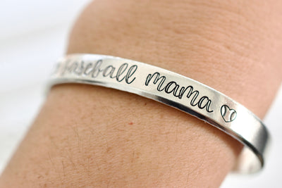 Baseball Mama Bracelet - Sports Jewelry - Bracelet for Women - Gift for Mom - 1/4 inch