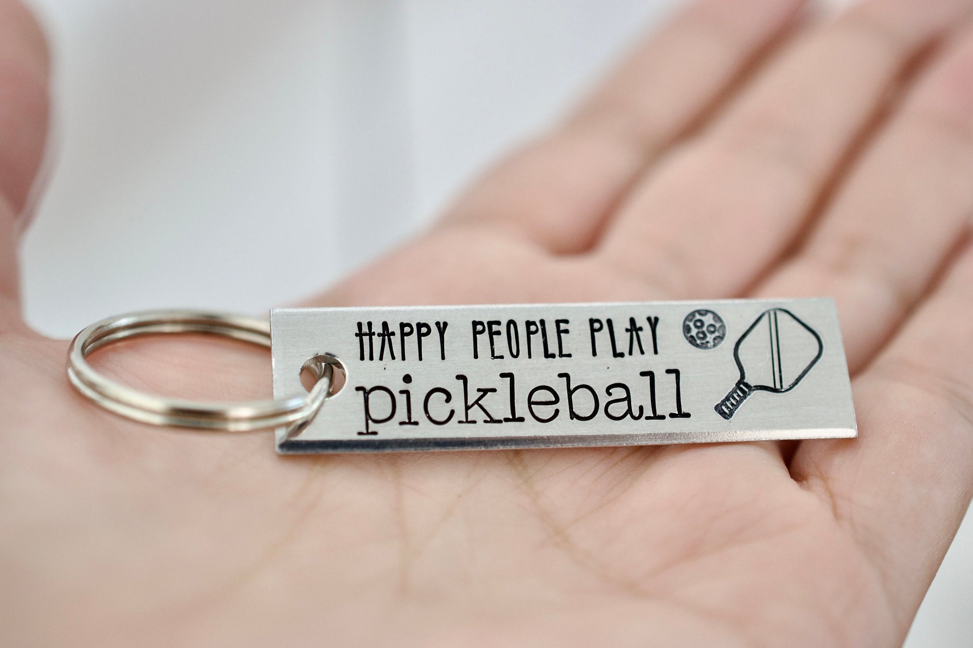 Happy People Play Pickleball Keychain - Personalized Gift