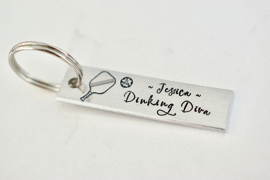 Dinking Diva Pickleball Keychain - Personalized Gift
